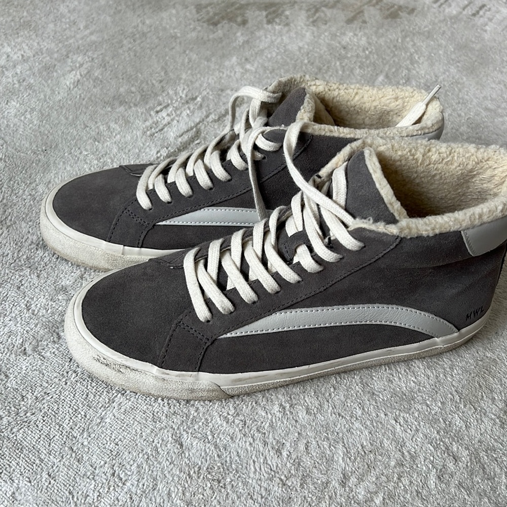 Madewell Grey and White Sneakers Fleece Trim Size 9
